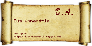 Dús Annamária névjegykártya
